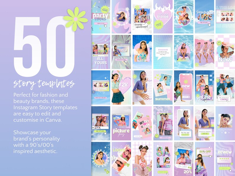 Y2K Instagram Story Template | 00s Aesthetic Canva Template | Fashion ...