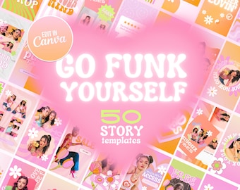 Retro Instagram Story Template | Hippy Aesthetic Canva Templates | Pink Orange 60s 70s Social Media | Funky Instagram Branding