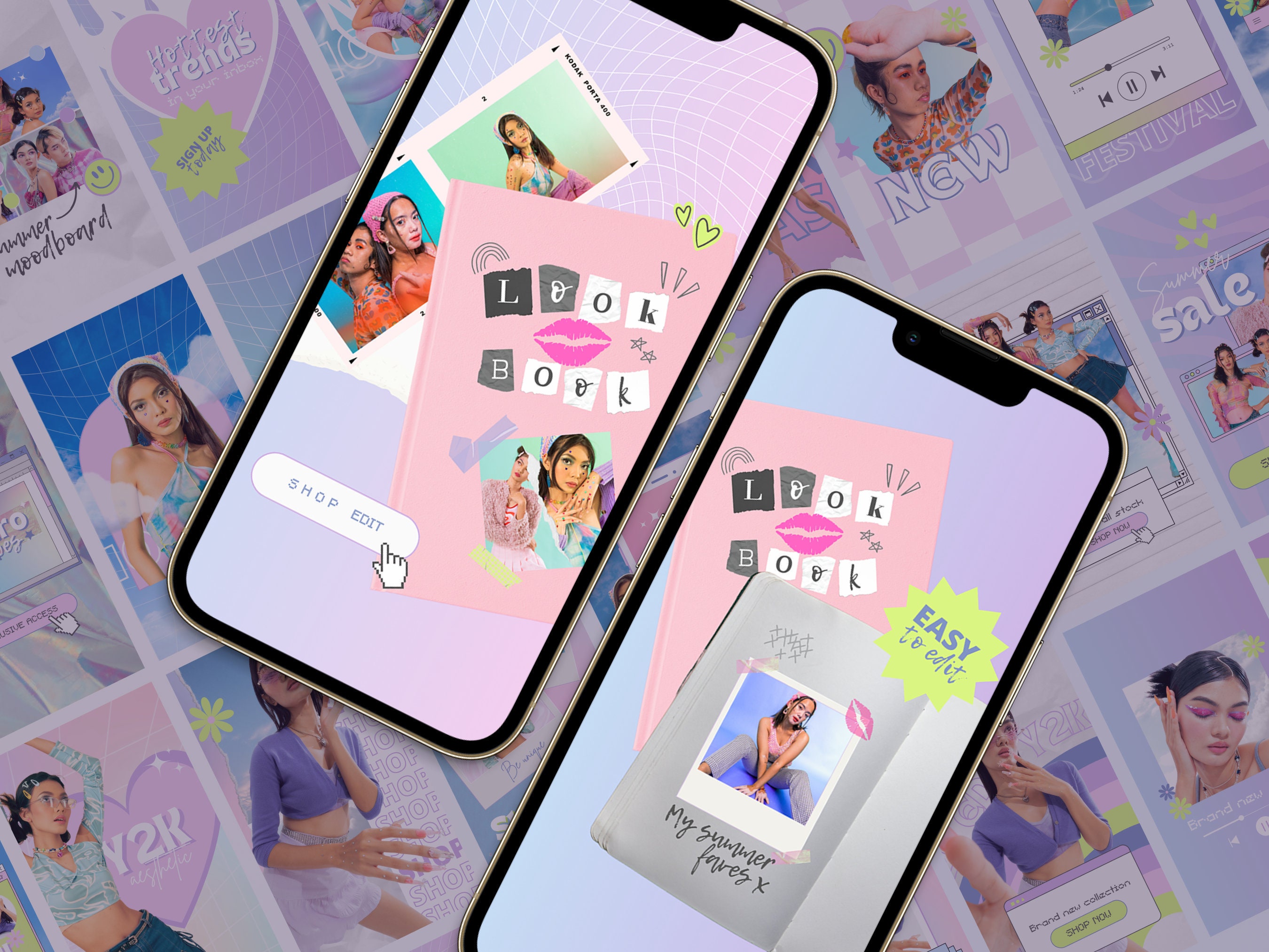 BUNDLE Y2K Instagram Canva Templates 90s 00s Aesthetic Social Media - Etsy