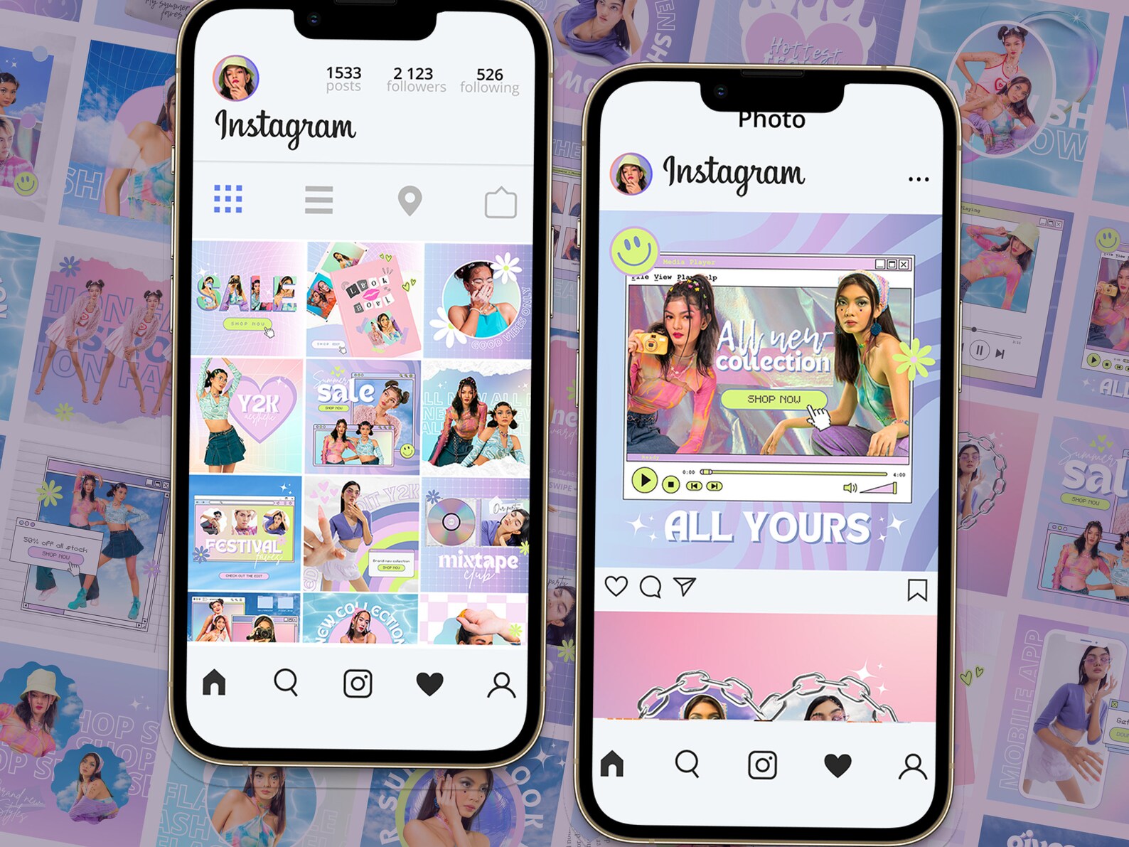 Y2K Instagram Post Template | 90s 00s Aesthetic Canva Template ...