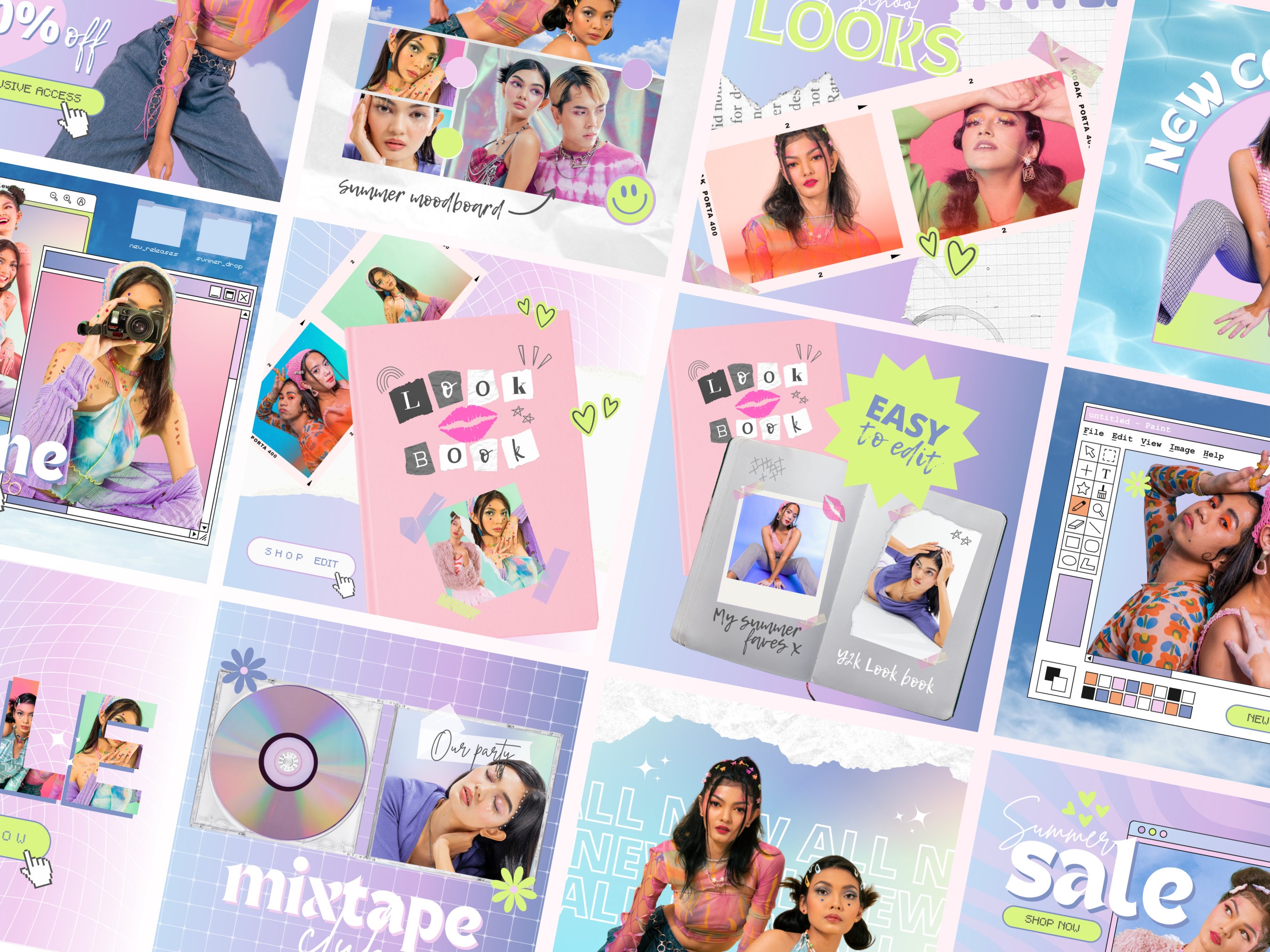 Y2K Instagram Post Template | 90s 00s Aesthetic Canva Template ...