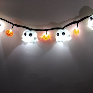 Battery Operated Crochet Ghost Lights-Handmade-Home Decor-Bedroom Decor-Halloween-Spooky Season-Ghost-Lights-Fall Vibes-Halloween Lover Gift