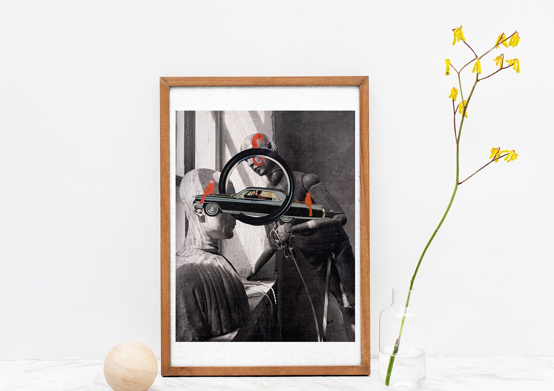 225 Handmade Collage Art, Collage Design, Surreal Art, Wall Decor Print
