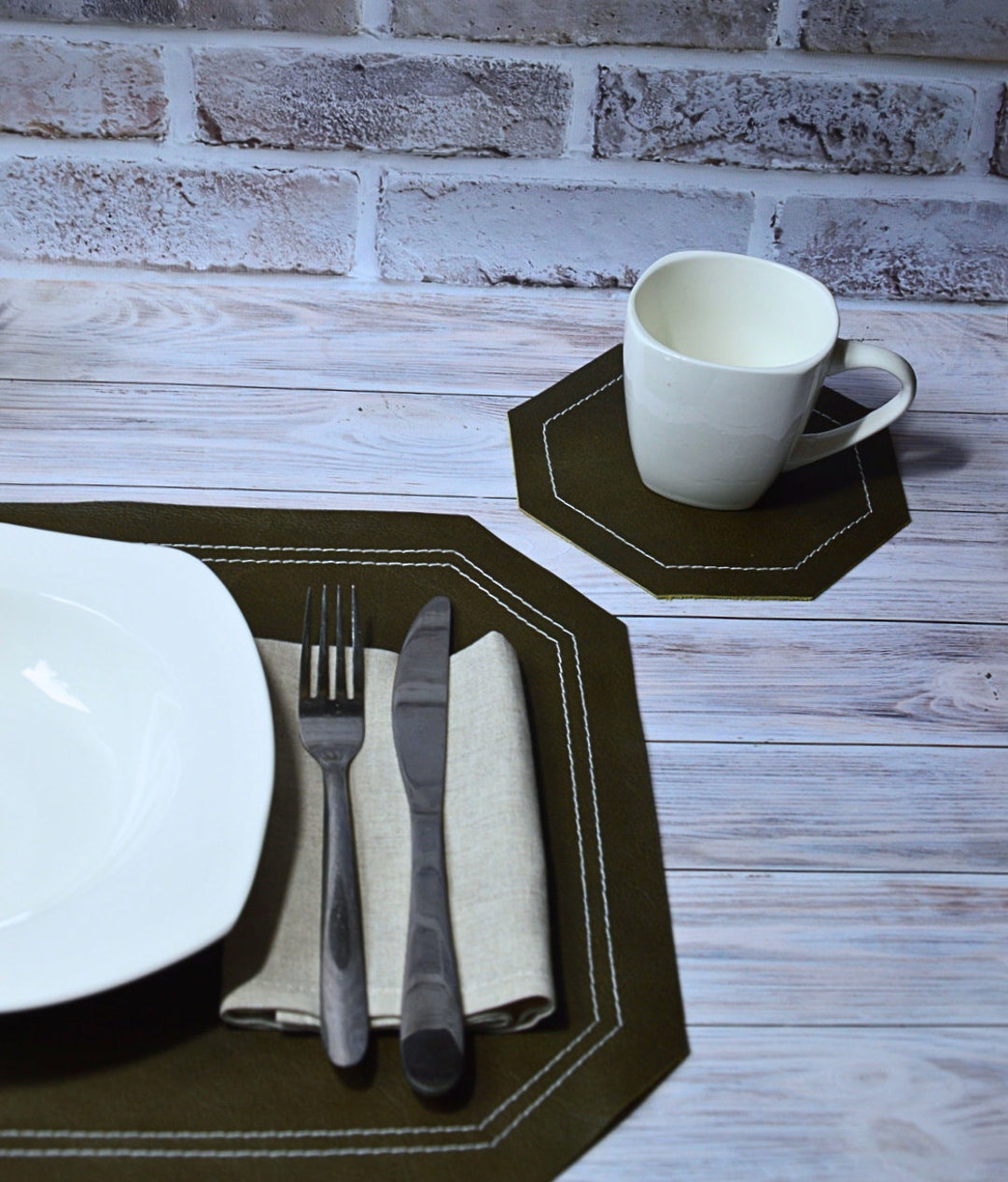 Pressed Leather Placemats With Cup Mats. A Set From 4 6 or 8 Etsy