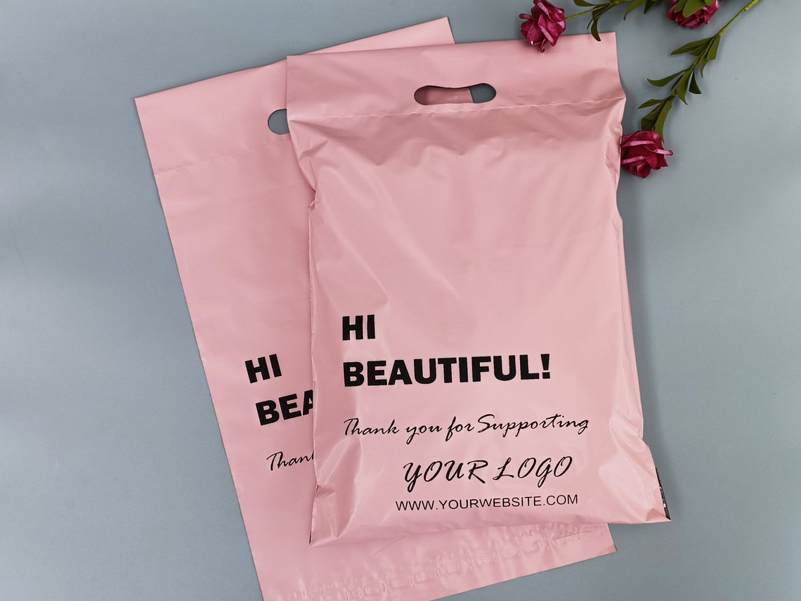 100pcs Custom Handle Mailer Bags With Logo Printed,shipping Bags for