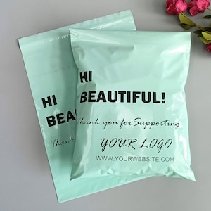 5-500 piezas 10x13 '' sobres de envío verdes para embalaje de ropa, bolsas de correo de plástico reciclables con autopegamento, bolsas de sobre de envío con logotipo personalizado