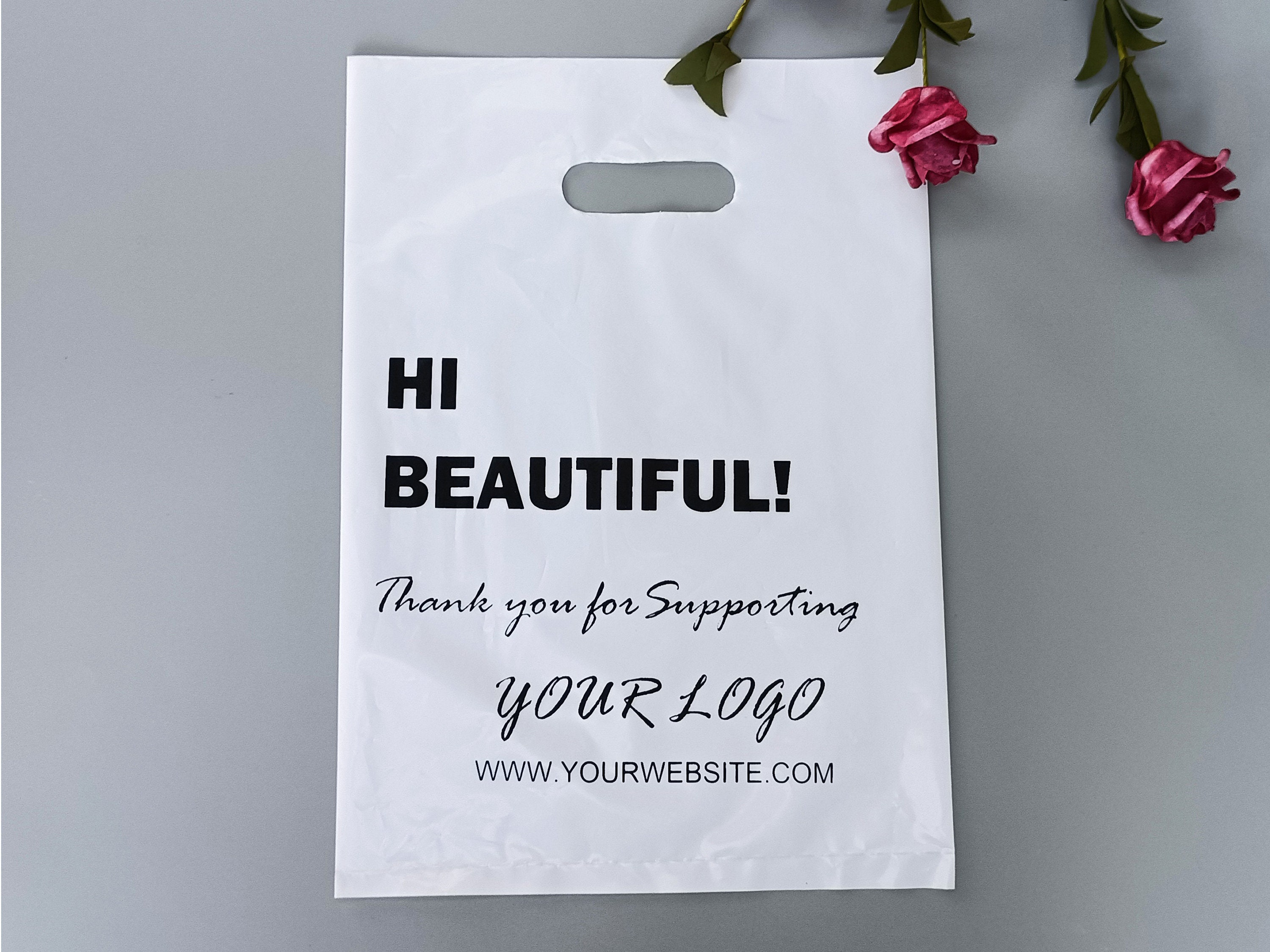 100pcs Custom Shopping Bags With Logo for Boutique,personalized Plastic