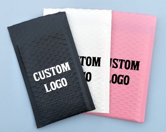 50pcs Poly Bubble Envelope Bags with Logo Printed Padded Shipping Envelopes With Bubble Mailing Bag Shipping Gift Packages Bags