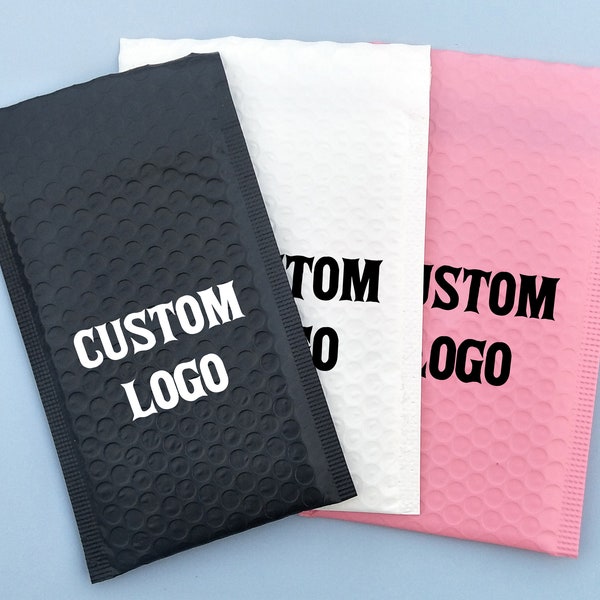 50pcs Poly Bubble Envelope Bags with Logo Printed Padded Shipping Envelopes With Bubble Mailing Bag Shipping Gift Packages Bags