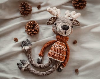 Crochet pattern REINDEER RUNA Elk - digital download, PDF Amigurumi for babies and toddlers, not a finished crochet toy, German & English