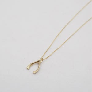 14K Gold Filled Wishbone Halskette: Zierliche Glücksbringer Halskette • Minimalistischer Schmuck