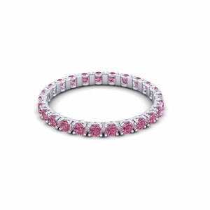 Natural Rhodolite Garnet Band, Sterling Silver Garnet Full Eternity Band, Gemstone Stacking Band Ring, Gemstone Bands, Gift For Anniversary