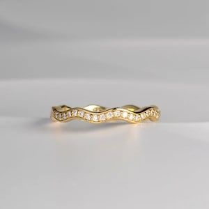 Gold Wavy Zircon Eternity Band – Sterling Silver Stacking Ring