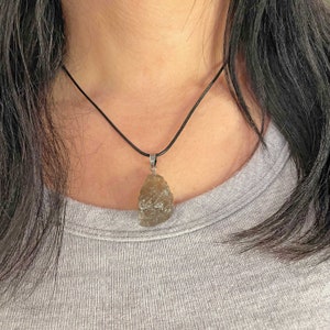 Raw Smoky Quartz Necklace, Quartz Crystal Pendant, Elegant Black Cord, Raw Quartz Stone, Necklace for Him, Gift for Him, Gift for Dad
