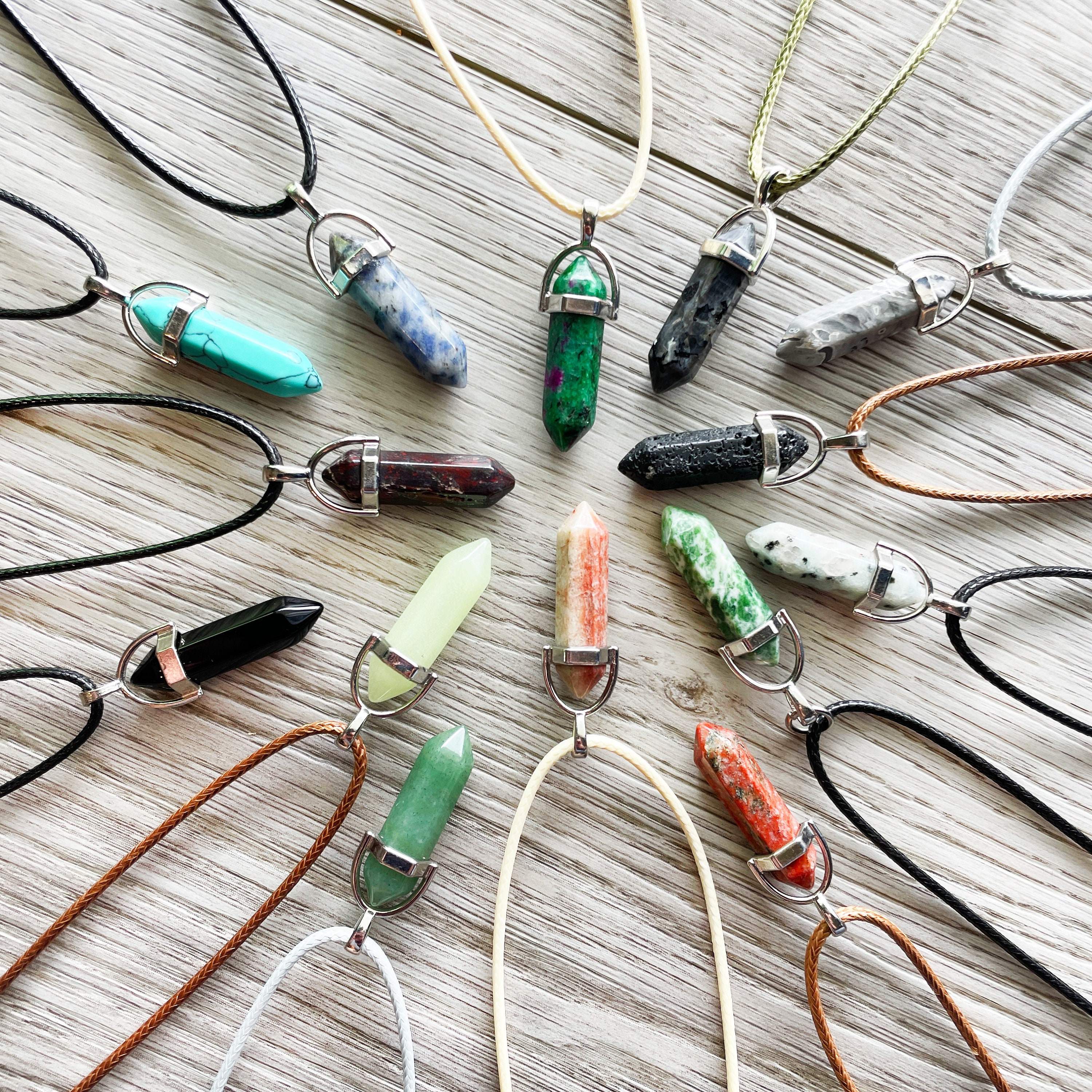 1pc/10pcs Natural Crystal Tumble Pendant Black Leather Cord Chain Necklace  Chakra Healing Stone Polished Tumbles Cubes Ropes Bulk Necklaces Gemstone  Charm Necklaces For Mother's/Father's Day Family Gifts Chakra Jewelry  Making