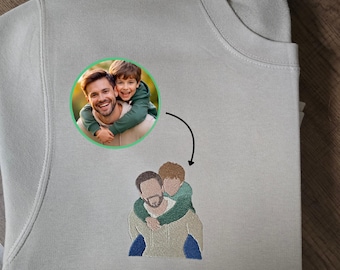 Custom Embroidered Photo Hoodie or Sweatshirt, Personalised Dad & Child Gift