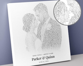 Custom Song Lyrics Portrait, Wedding Anniversary Gift Canvas