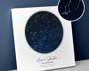 Custom Star Map Canvas Print, Personalized Celestial Gift