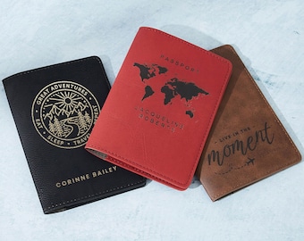 GAM Personalized Leather Passport Holder, Passport Cover in Red, Brown, Black, Handmade Leather Passport, Travel Gift