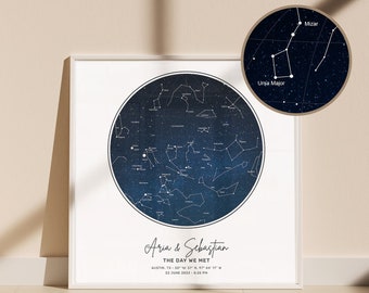 Custom Star Map by Date, Custom Wedding Gift, Custom Map Print, Custom Map Gift, Night Sky Map, Night We Met Stars, Custom Birthday Gift