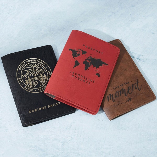 GAM Personalisierter Lederpasshülle, Passhülle in Rot, Braun, Schwarz, handgefertigter Lederpass, Reisegeschenk