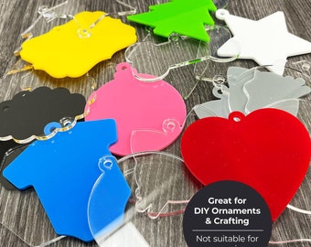Acrylic Ornament Blanks: DIY Craft Shapes, Various Colors (Set of 5, 10, 20)