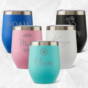 Personalized Wine Tumbler: Laser Engraved 12oz Insulated Cup