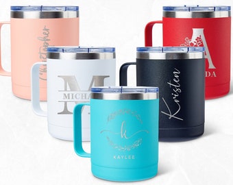 Personalized Laser Engraved Tumbler with Lid: Custom 10oz Stainless Steel Water Bottle