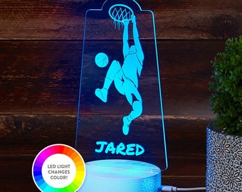 Personalized Basketball LED Night Light - Sports Nursery Decor