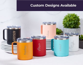Personalized Laser Engraved Tumbler with Lid: Custom 10oz Stainless Steel Water Bottle