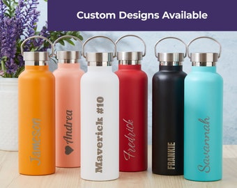 GAM personalisierter Becher mit Lasergravur, Wasserflasche, 750 ml, individueller Becher aus Edelstahl, personalisiertes Geschenk, individuelle Wasserflasche