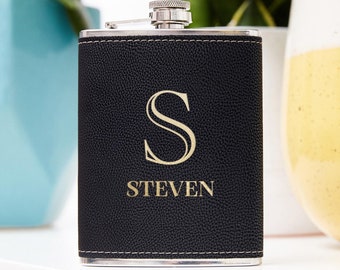 Personalized Leather Hip Flask: Engraved Groomsmen Gift