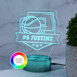 Personalized Basketball LED Night Light: Custom Nursery Decor