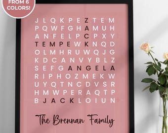 Custom Family Name Crossword Poster Print: Personalized Wall Art