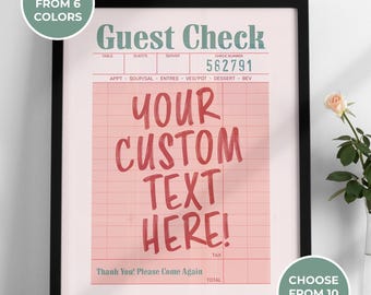 Custom Guest Check Poster Print: Retro Diner Wall Art