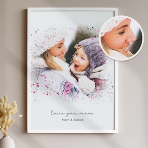 Gam aquarelle personnalisé cadeau fête des mères, cadeau pour maman, cadeau maman, art mural personnalisé, portrait de famille, cadeau personnalisé pour maman