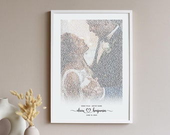 Personalized Wedding Song Lyrics Print, Photo Anniversary Gift