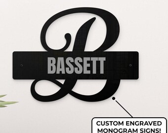 Custom Acrylic Family Name Sign: Rustic Monogram Wall Decor (14" x 19")