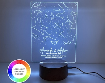 Custom Acrylic Star Map, Celestial Anniversary Gift, LED Sign (8x6 in)