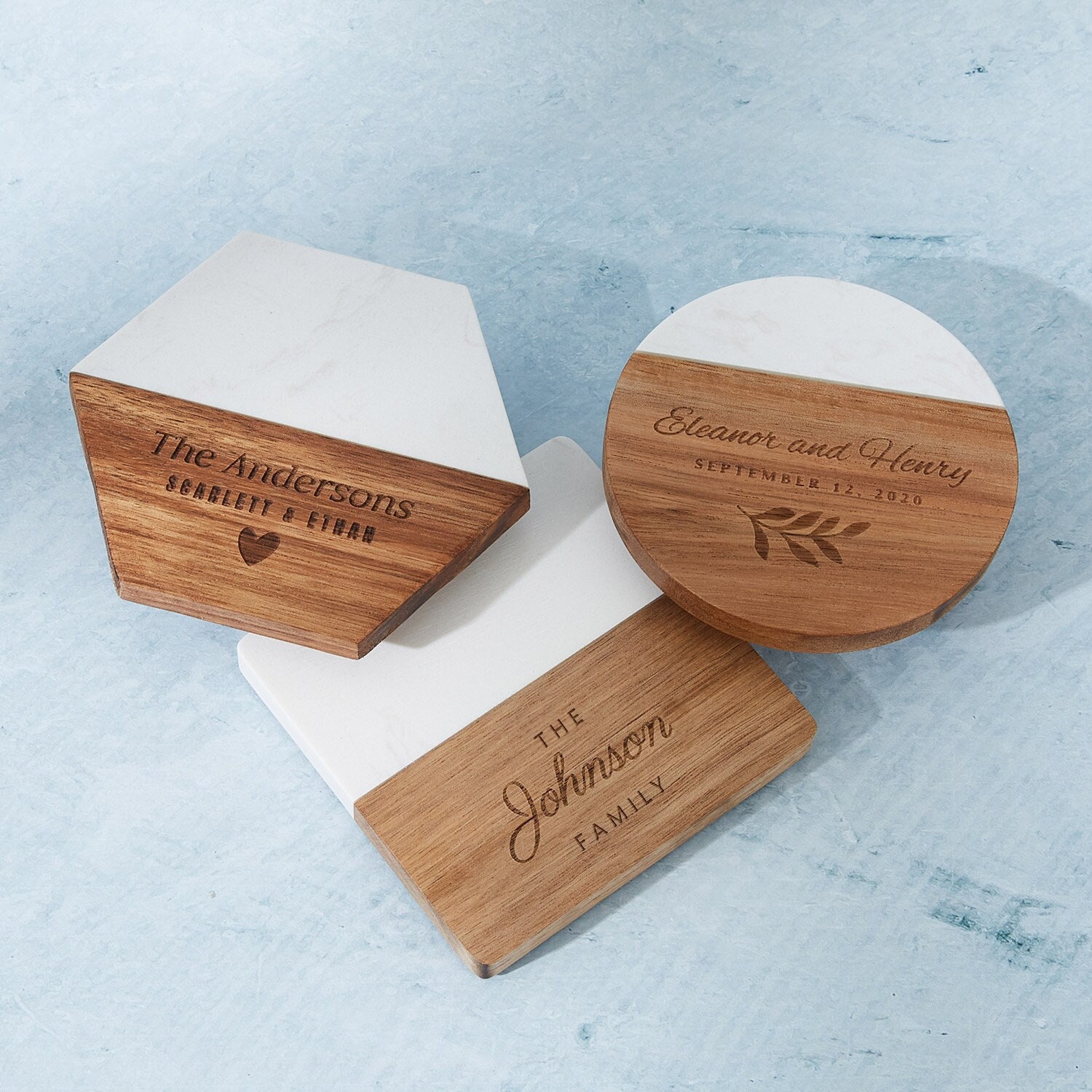 GAM Custom Coasters, Wooden Marble Coasters, Personalized Coasters Set, Housewarming Gift, Wedding Coasters