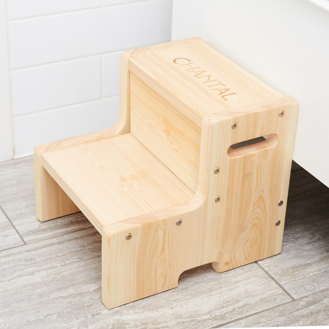 GAM Personalized Wooden Step Stool, Toddler 2 Step Stool Name, Kids