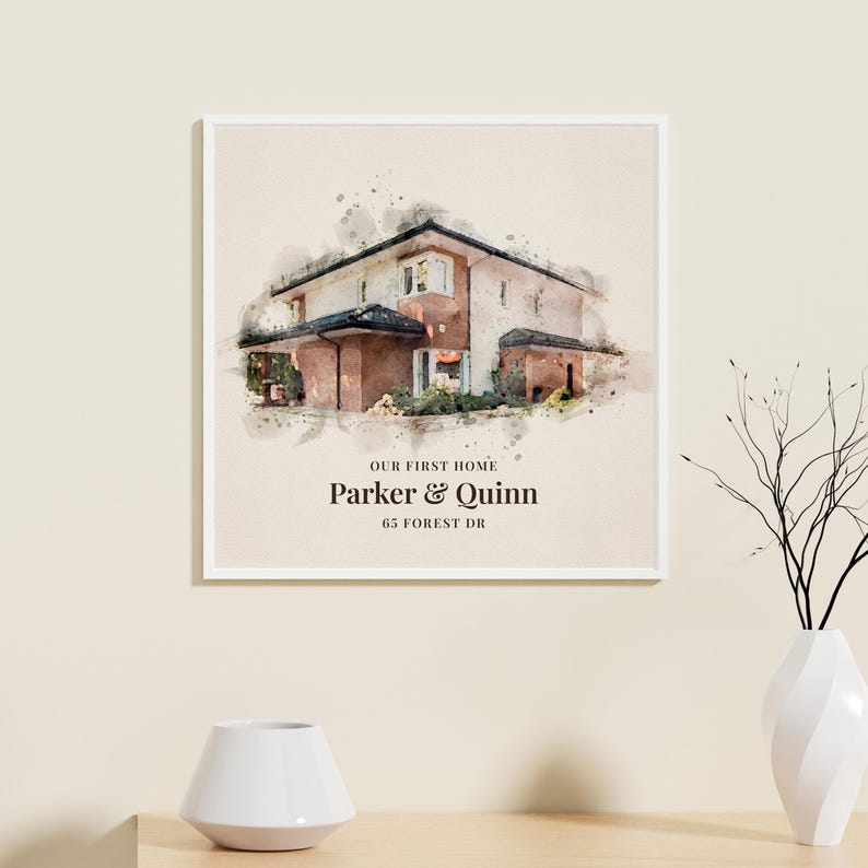 Gam Custom Watercolor House Print with Frame, housewarming gift, house warming gift, watercolor painting, custom house sketch, house drawing bild 2