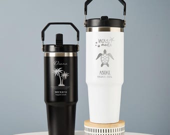 Personalized Laser Engraved Tumbler: 30oz Stainless Steel Custom Vacation Design