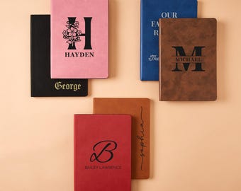 Libreta de piel personalizada GAM / Libreta grabada a medida 21 x 14,5 cm / Regalo de viaje y aniversario / Libreta personalizada grabada con láser