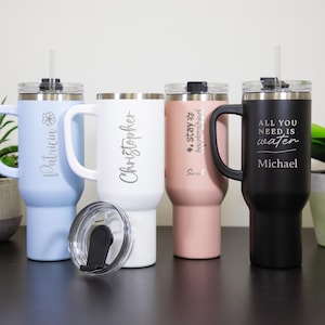 Laser Engraved Personalized Tumbler: 40oz Stainless Steel Water Bottle