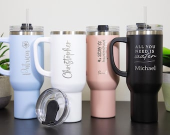 Laser Engraved Personalized Tumbler: 40oz Stainless Steel Water Bottle