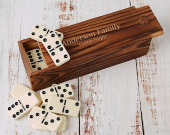 Custom Engraved Dominoes Game, Personalized Family Gift