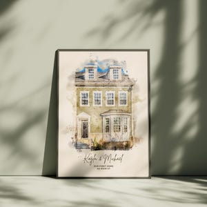 Gam Custom Watercolor House Print with Frame, housewarming gift, house warming gift, watercolor painting, custom house sketch, house drawing bild 3