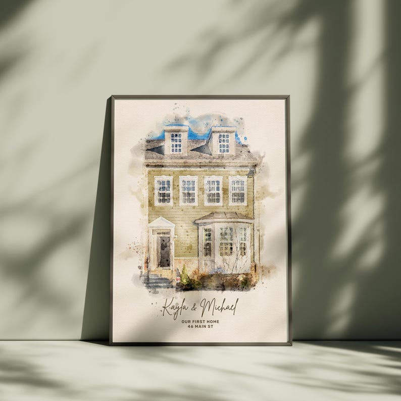 Gam Custom Watercolor House Print with Frame, housewarming gift, house warming gift, watercolor painting, custom house sketch, house drawing bild 3