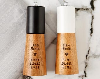 Personalized Acacia Wood Salt and Pepper Grinder: Engraved Mill